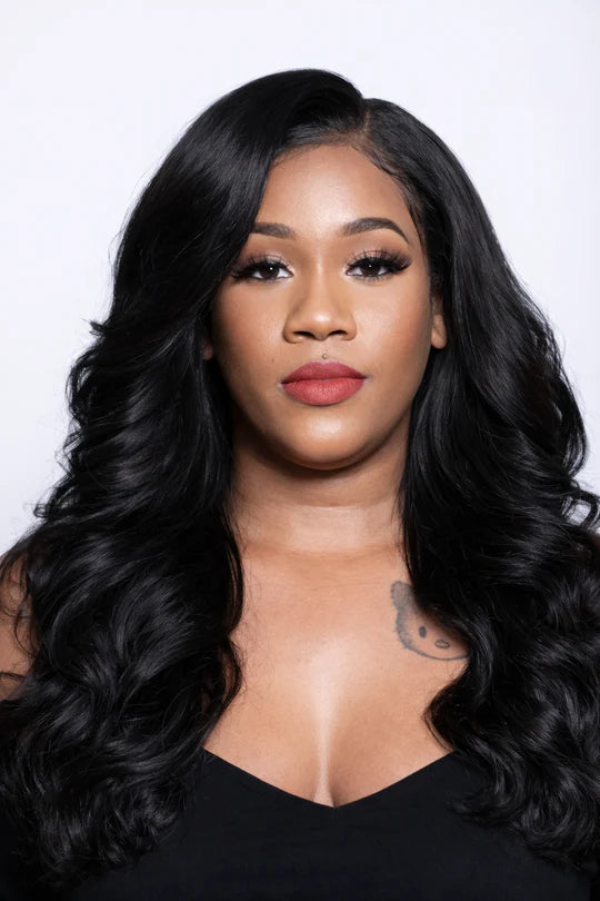 Woman in red top salon install